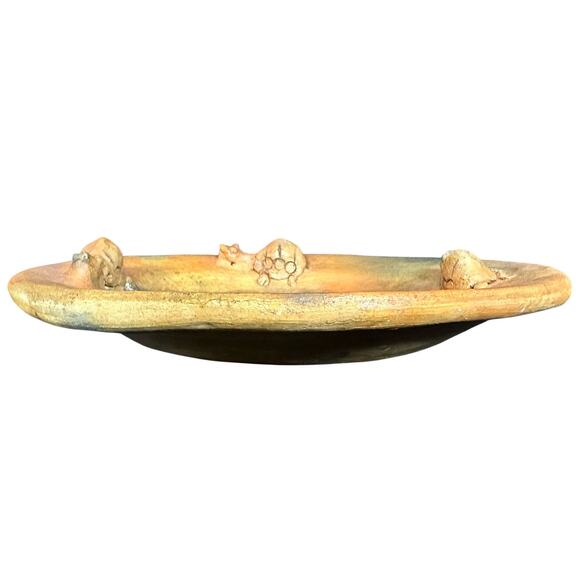 Art Pottery Belize 2007 Artist Signed Raised Relief Turtle Shallow Bowl/Plate 9" - Picture 2 of 10